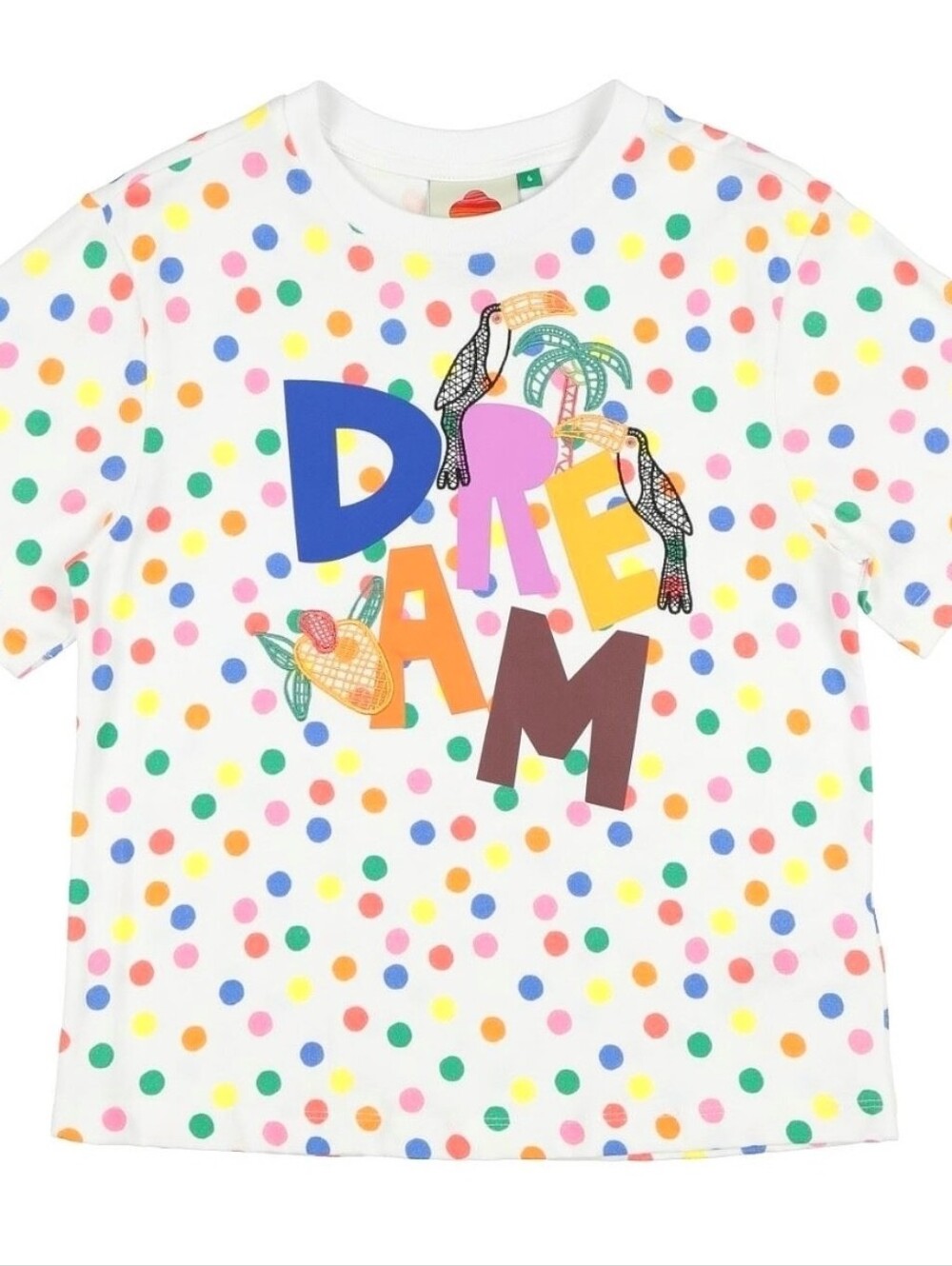 Farm Rio Girls "Dream" Polka Dot Tropical Toucan Graphic Tee Shirt Sz 8